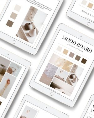 white ipads with images of a digital mood board inside of them